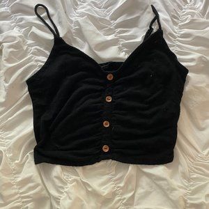 Black Button-Up Crop Top